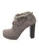 Pollini Suede Faux Fur Trim Pumps