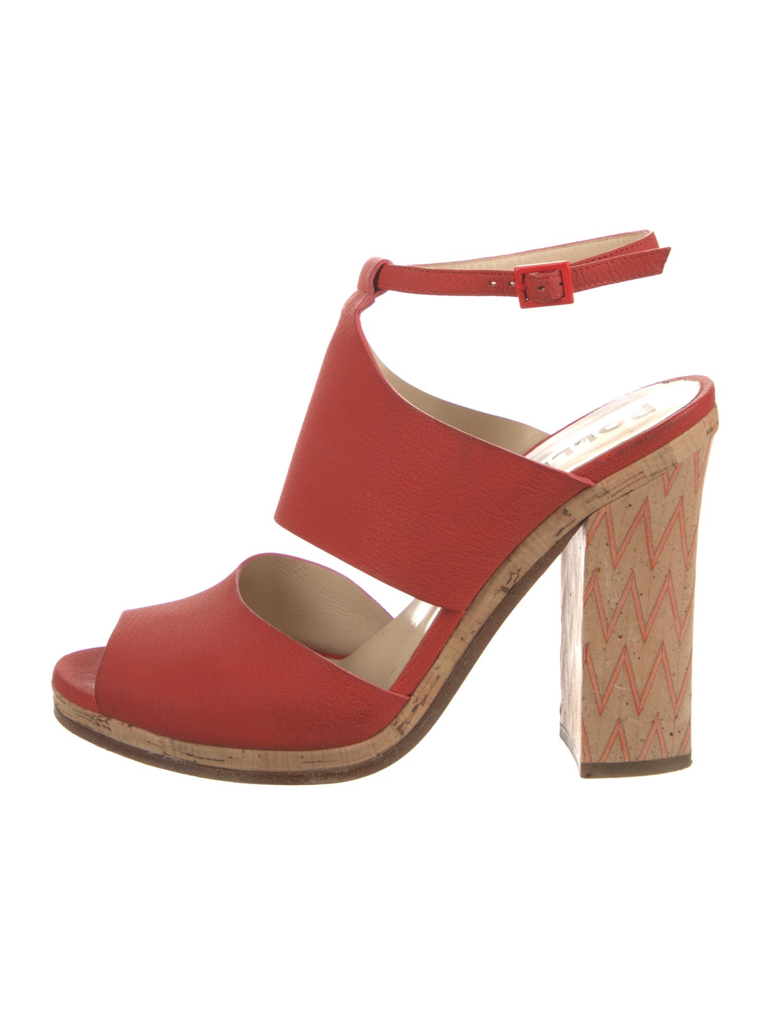 Pollini Leather Printed Sandals