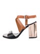 Pollini Leather Colorblock Pattern Sandals