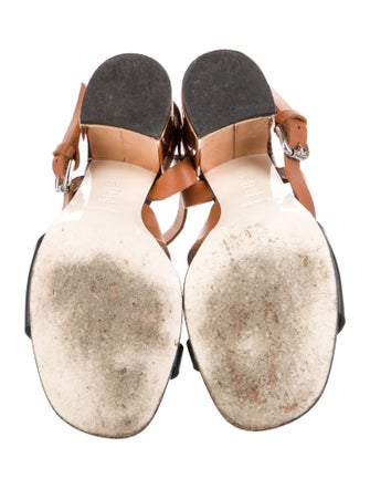 Pollini Leather Colorblock Pattern Sandals