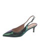 Pollini Embossed Leather Animal Print Slingback Pumps