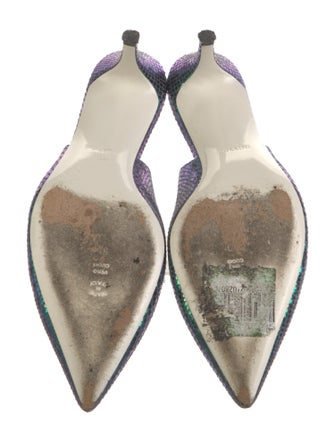 Pollini Embossed Leather Animal Print Slingback Pumps