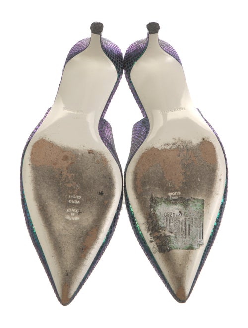 Pollini Embossed Leather Animal Print Slingback Pumps