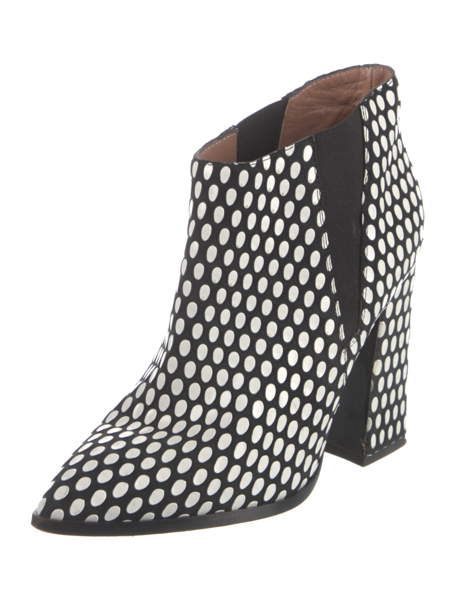 Pollini Leather Polka Dot Print Boots