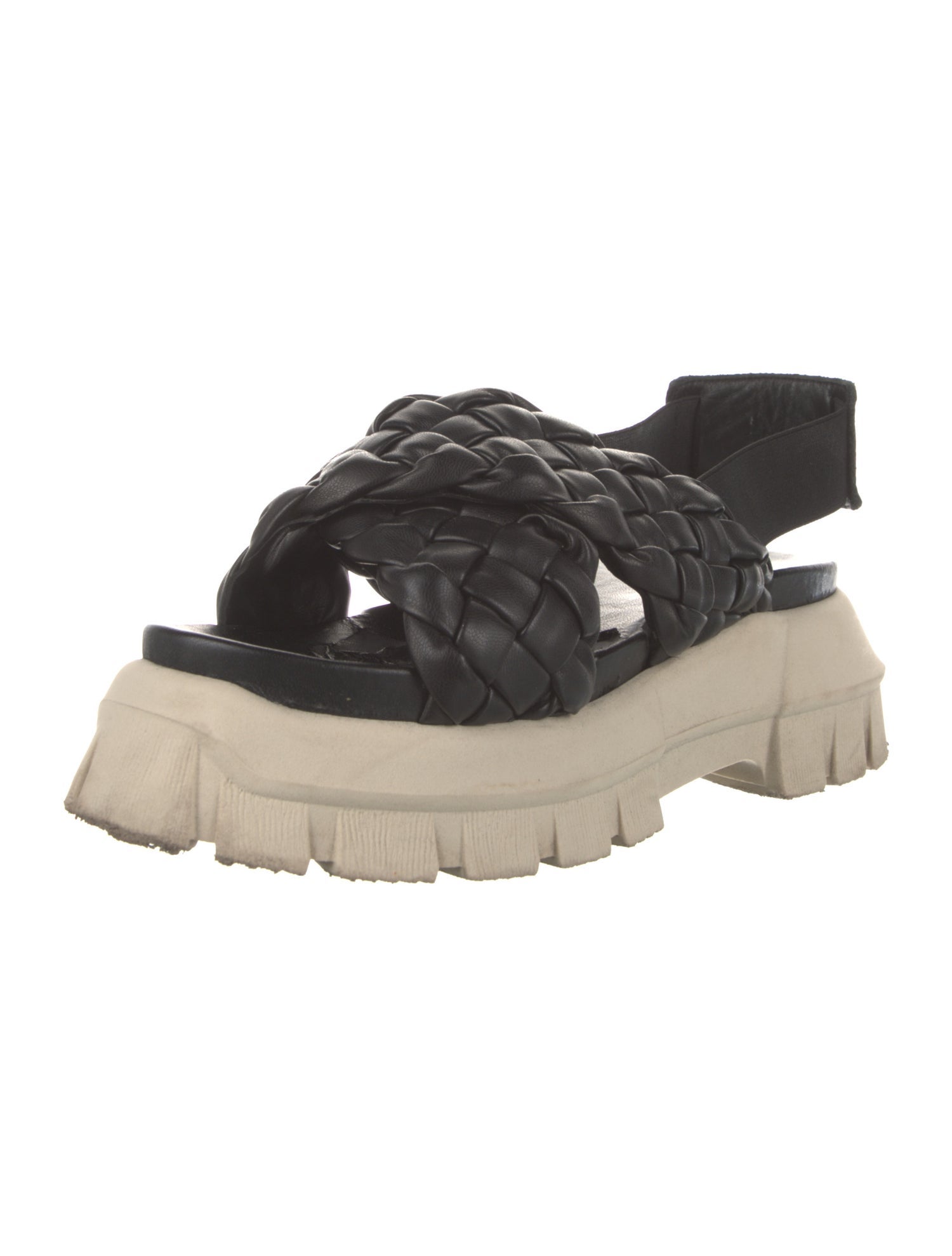 Pollini Leather Floral Print Slingback Sandals