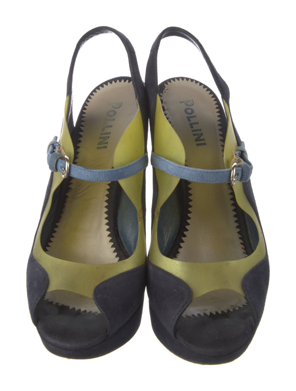 Pollini Suede Colorblock Pattern Slingback Pumps - image 3