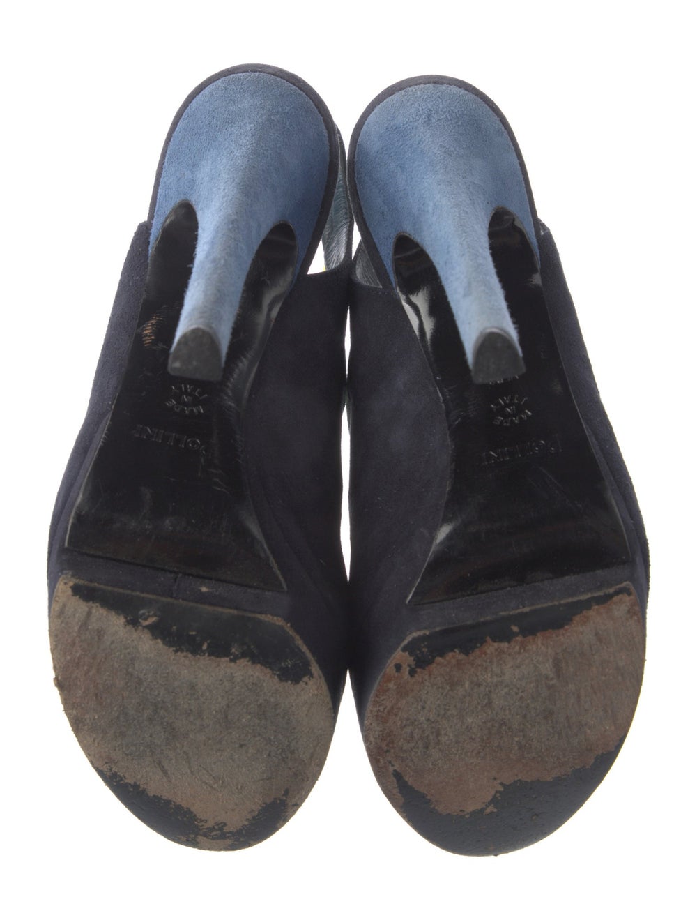 Pollini Suede Colorblock Pattern Slingback Pumps - image 5