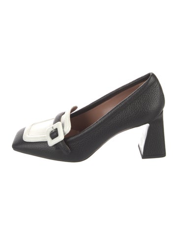 Pre-owned Pollini Leather Colorblock Pattern Pumps In Black