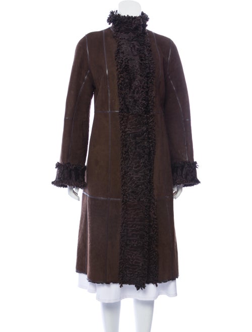 Pologeorgis Fur-Trimmed Long Coat Brown