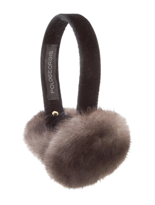 Pologeorgis Velvet Mink-Trimmed Earmuffs Black