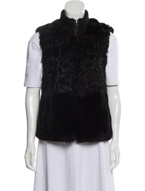 Pologeorgis Fur Zip-Up Vest Black