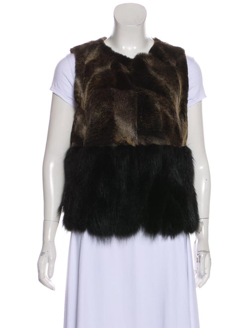 Pologeorgis Fur Scoop Neck Vest Brown