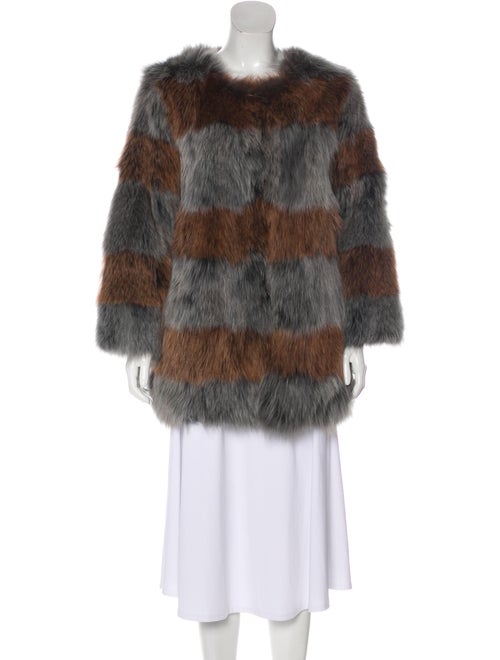 Pologeorgis Striped Fur Jacket Grey