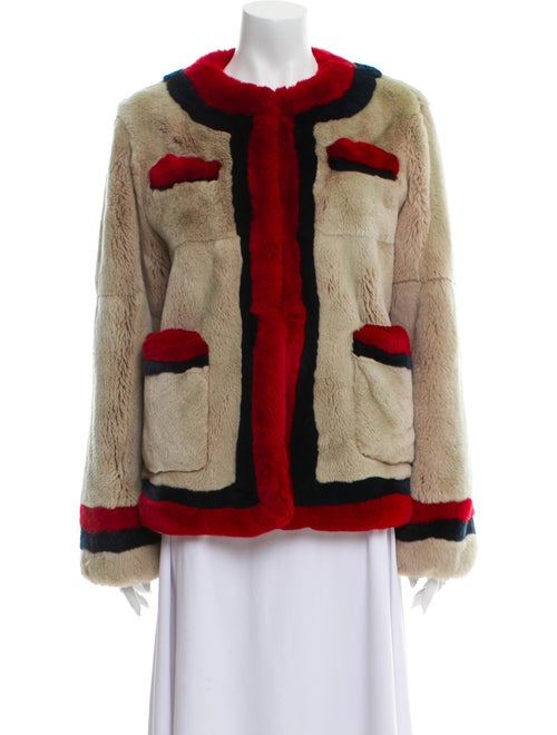 Pologeorgis Colorblock Pattern Fur Jacket