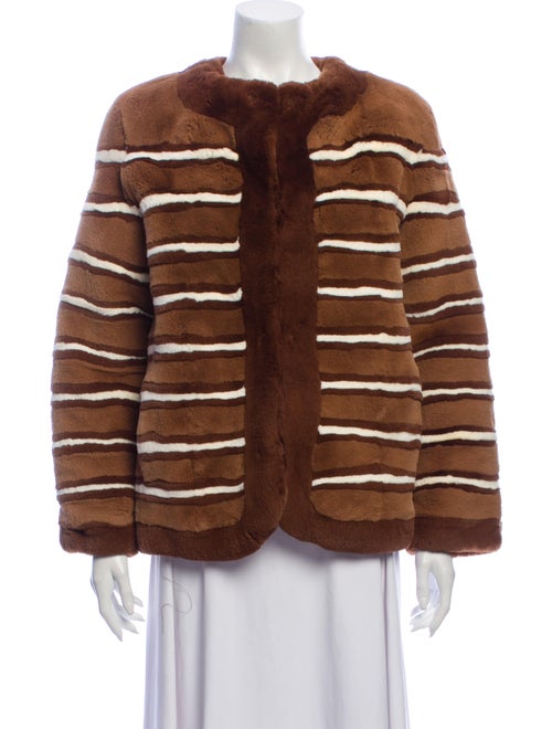 Pologeorgis Striped Fur Jacket w/ Tags Brown