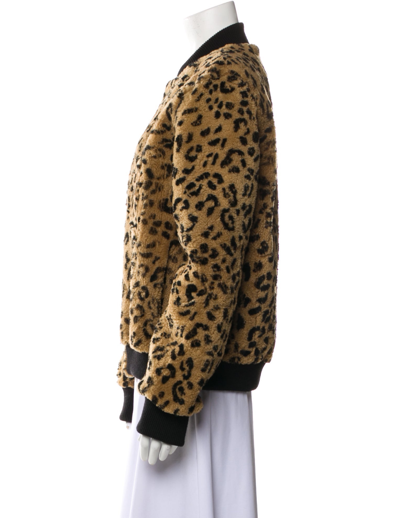 Pologeorgis Lamb Leather Animal Print Bomber Jacket