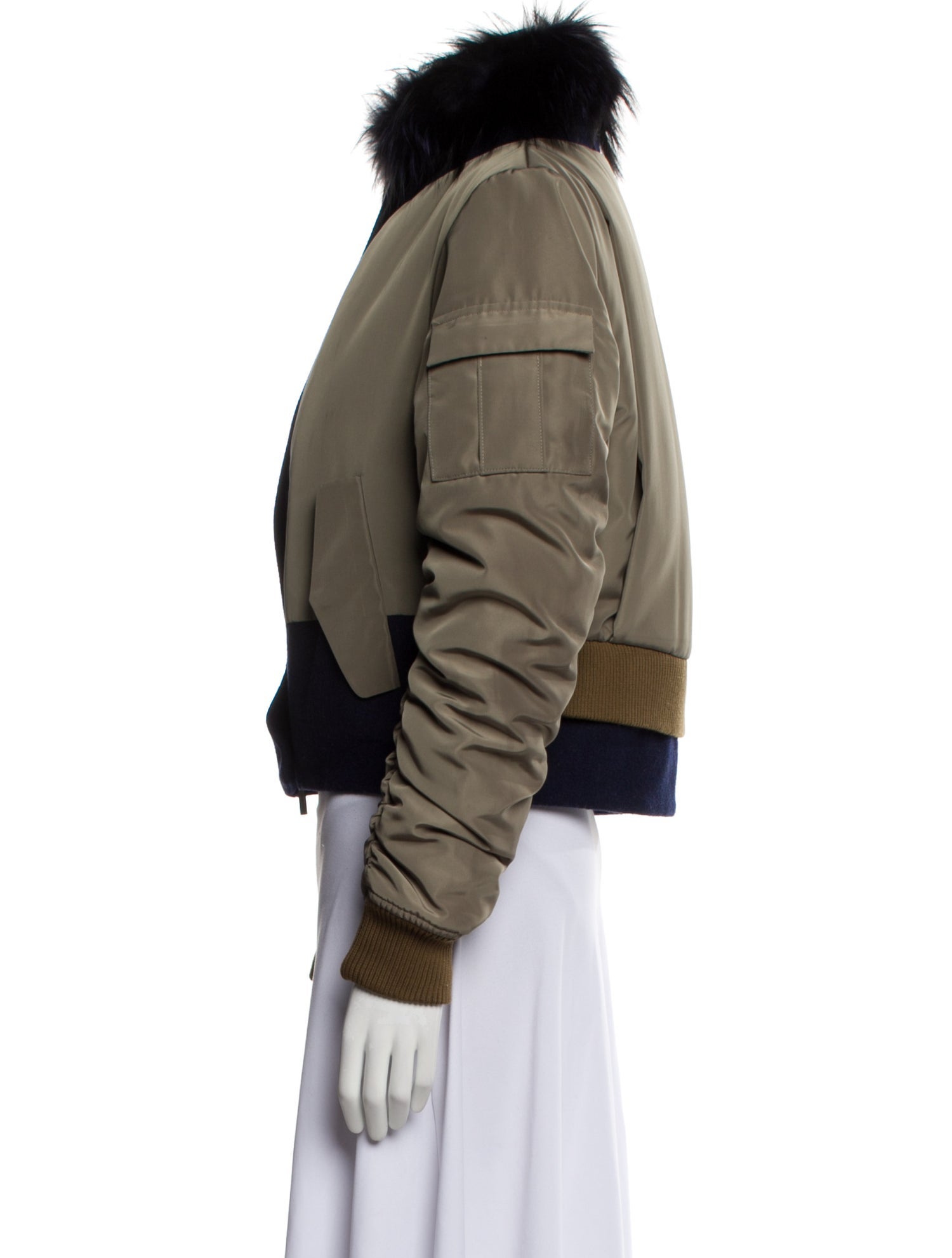 Pologeorgis Fox Colorblock Pattern Fur Jacket