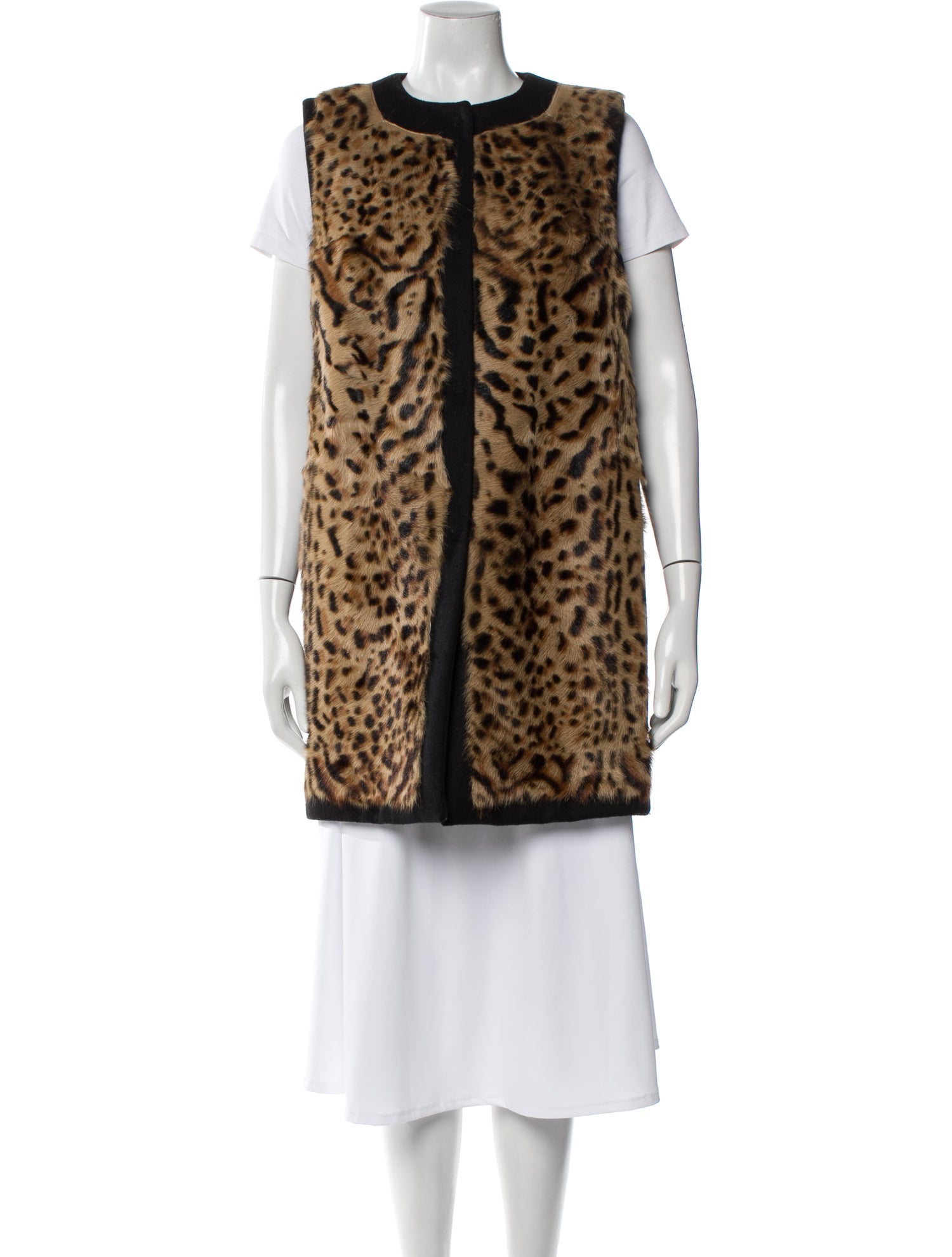 Pologeorgis Goat Fur Animal Print Faux Fur Coat