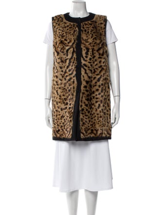 Pologeorgis Goat Fur Animal Print Faux Fur Coat