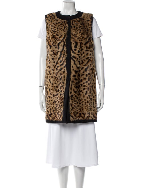 Pologeorgis Goat Fur Animal Print Faux Fur Coat