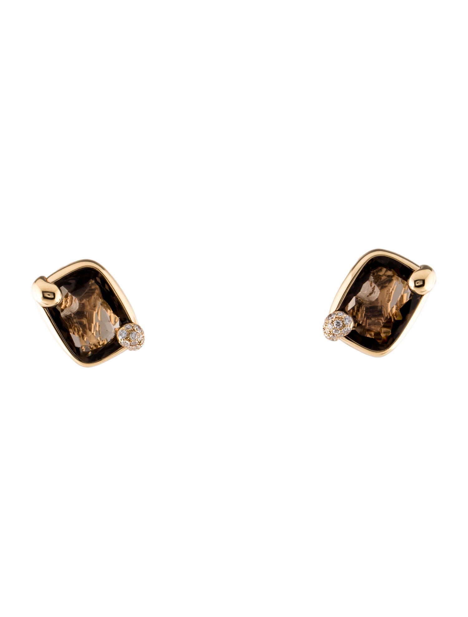 Pomellato 18K 9.64ctw Smoky Quartz & Diamond Ritratto Clip-On Earrings