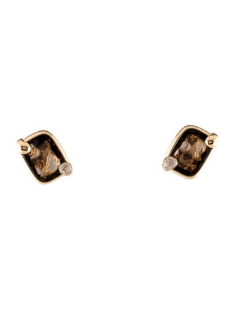 Pomellato 18K 9.64ctw Smoky Quartz & Diamond Ritratto Clip-On Earrings