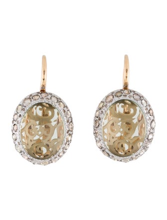 Pomellato 18K Quartz & Diamond Tango Drop Earrings