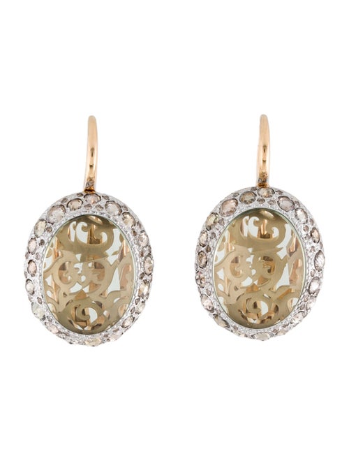 Pomellato 18K Quartz & Diamond Tango Drop Earrings