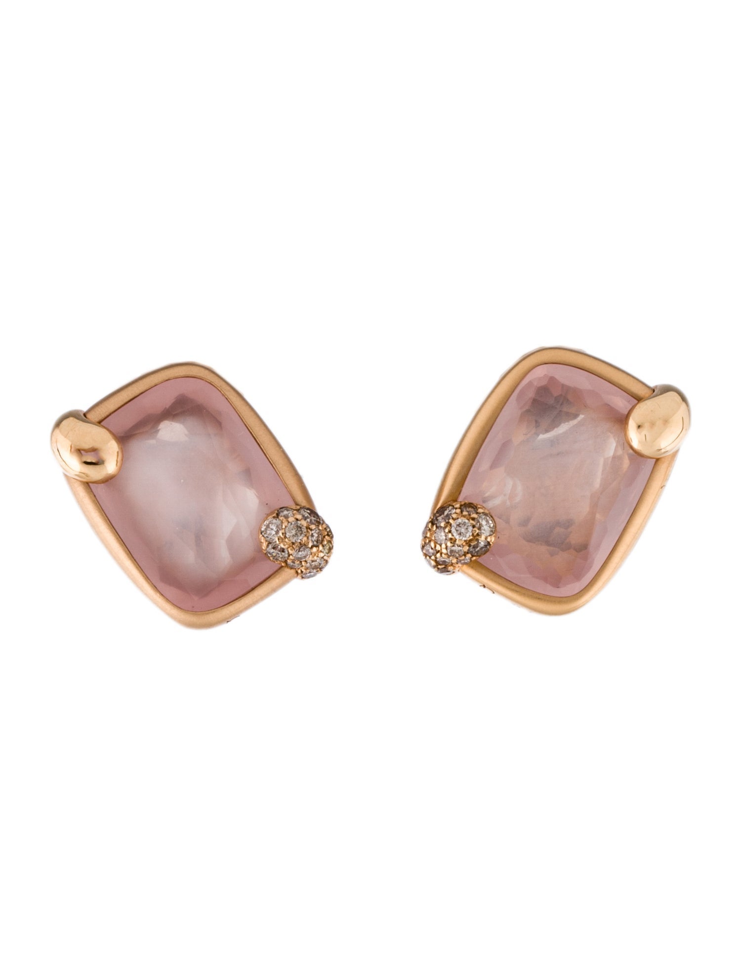 Pomellato 18K 9.68ctw Quartz & Diamond Ritratto Clip-On Earrings