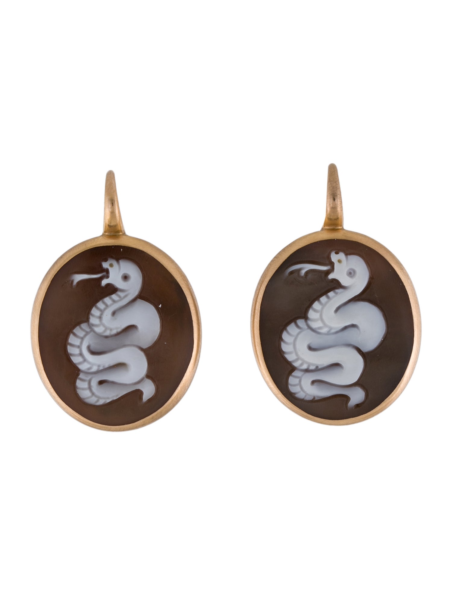 Pomellato 18K Cameo Eva Snake Drop Earrings