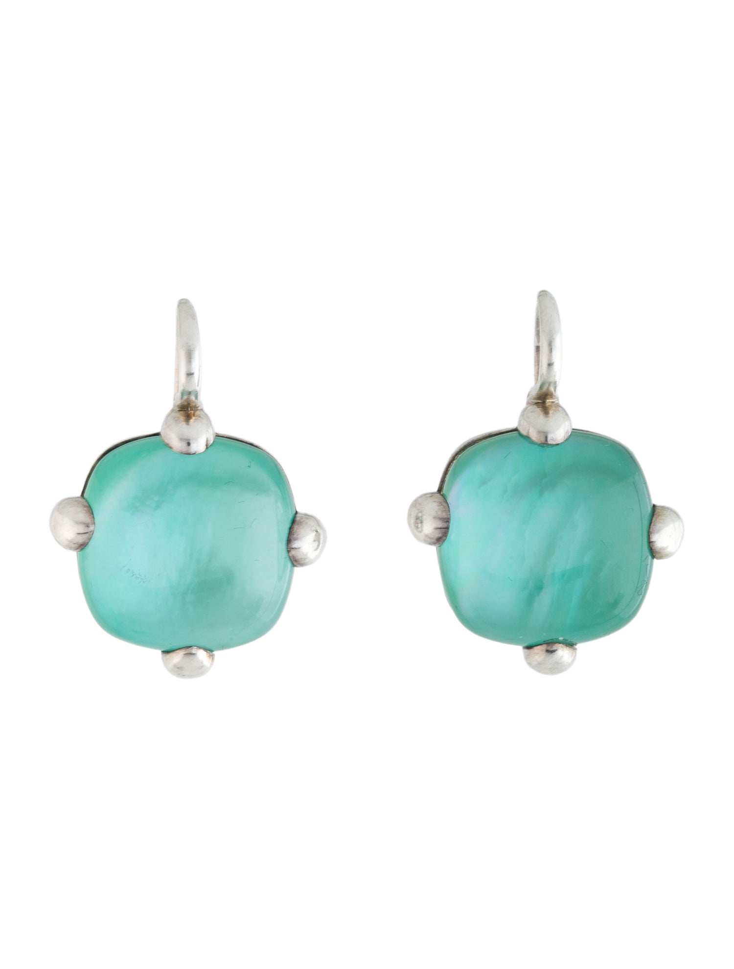 Pomellato Mother of Pearl, Dyed Chalcedony & Quartz Triplet Argento Drop Earrings