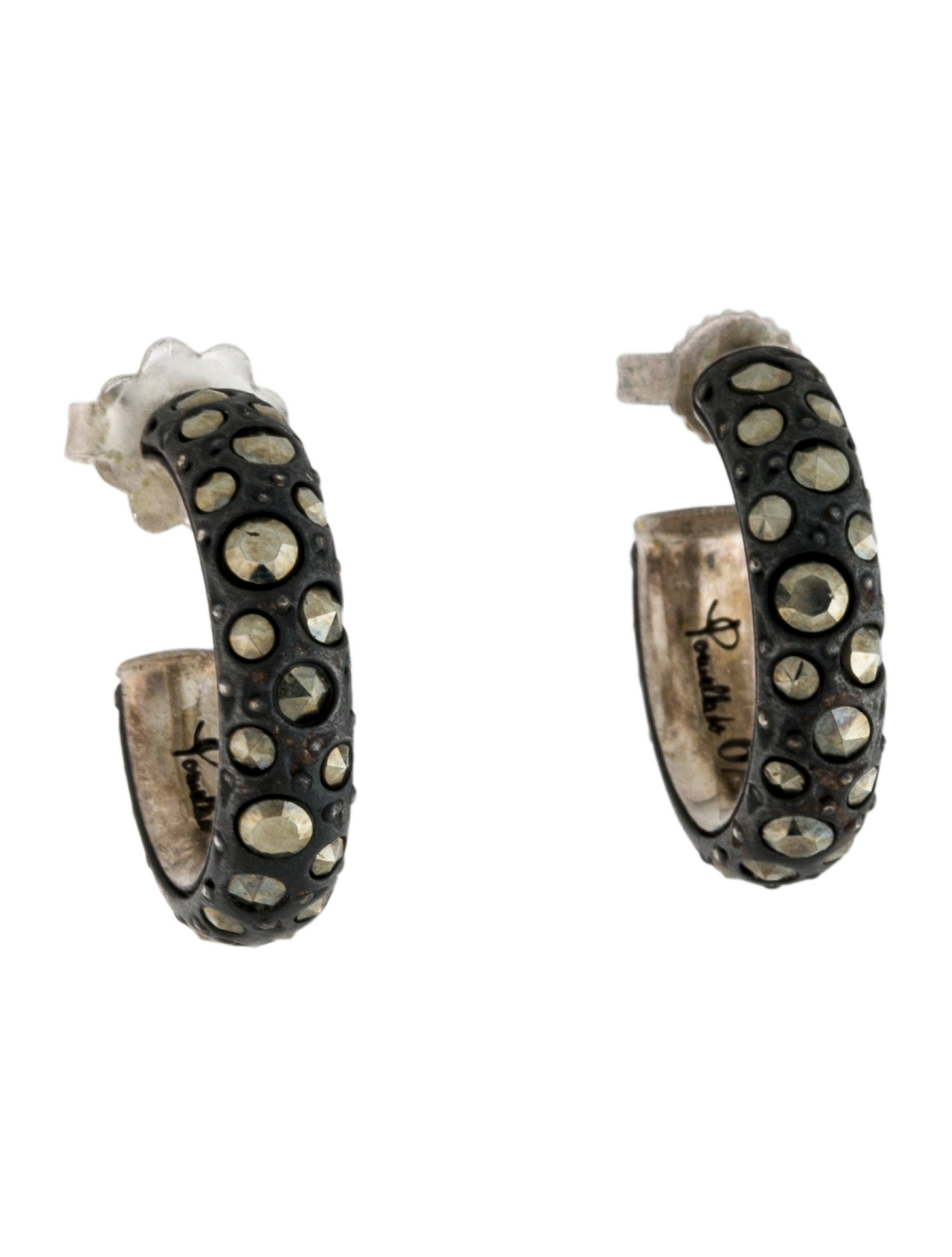 Pomellato 67 Marcasite Gourmette Small Hoop Earrings
