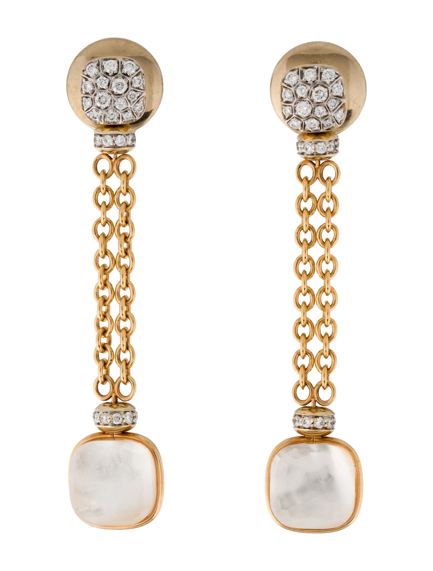 Pomellato 18K Mother of Pearl, Topaz & Diamond Drop Earrings