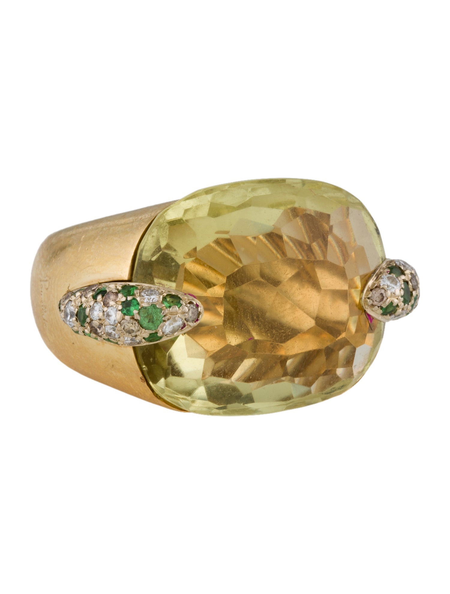 Pomellato 18K Quartz, Tsavorite & Diamond Pin-Up Cocktail Ring