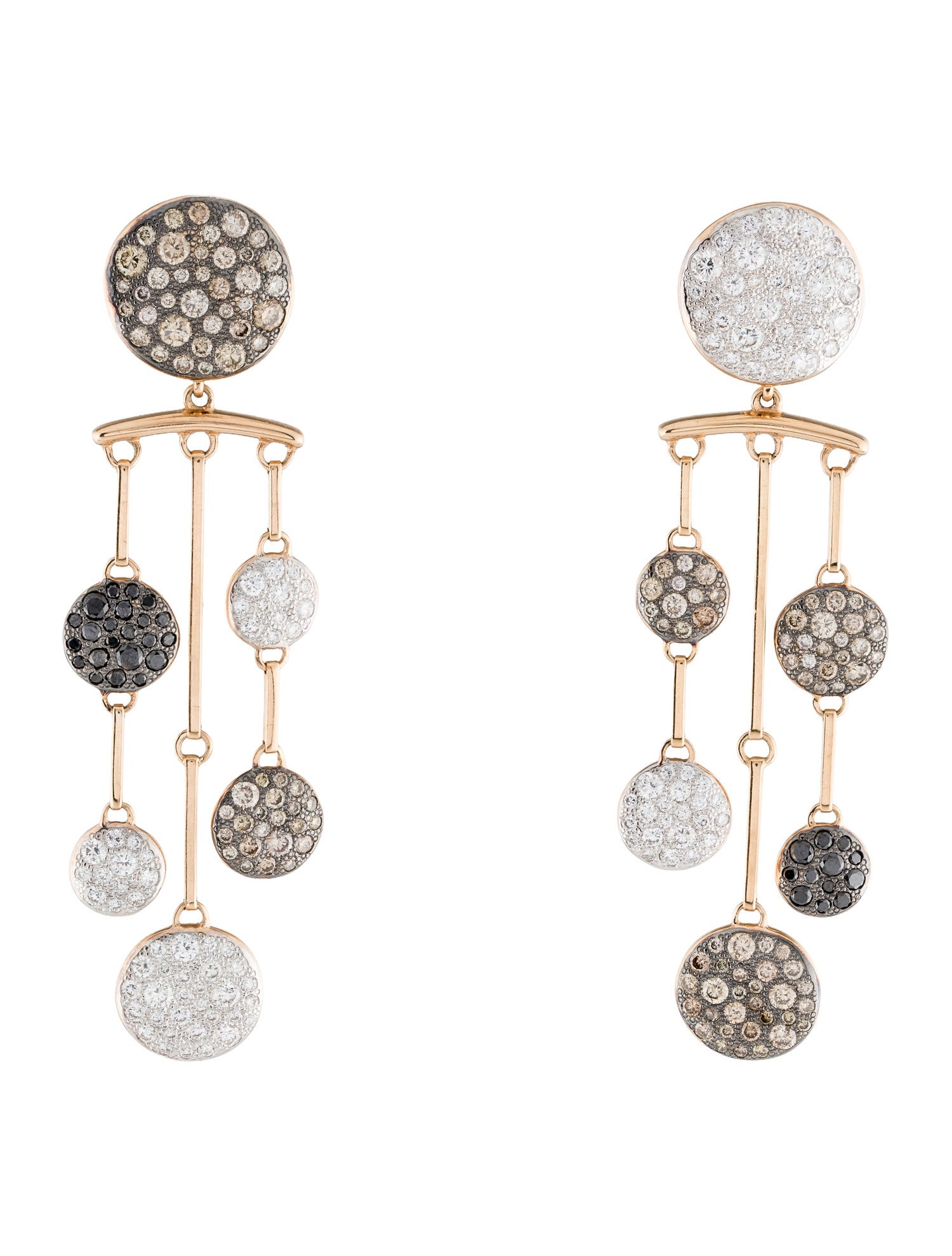 Pomellato 18K 3.22ctw Diamond Disc Sabbia Chandelier Earrings