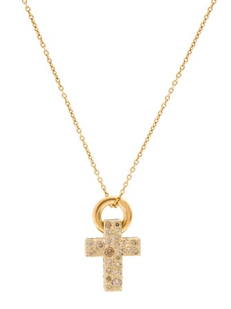 Pomellato 18K Diamond Sabbia Cross Pendant Necklace