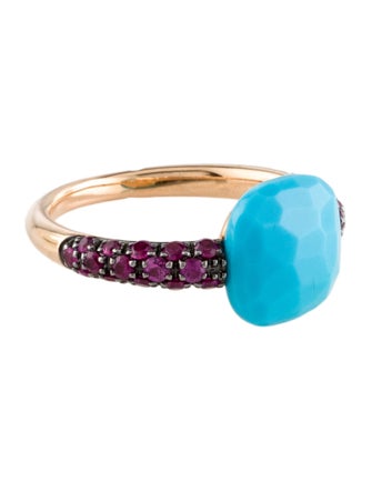 Pomellato 18K Turquoise & Ruby Capri Cocktail Ring