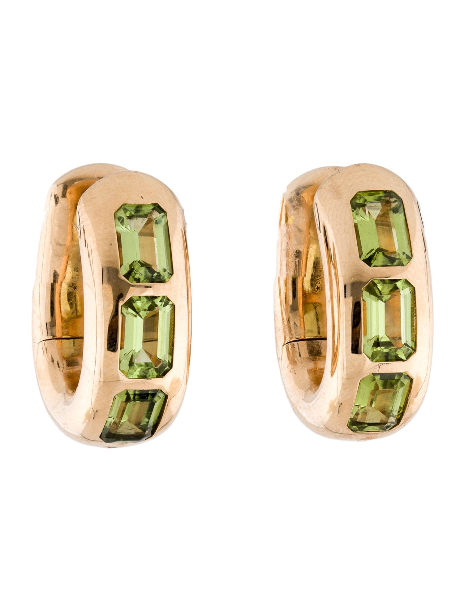 Pomellato 18K Peridot Iconica Oval Huggie Hoops