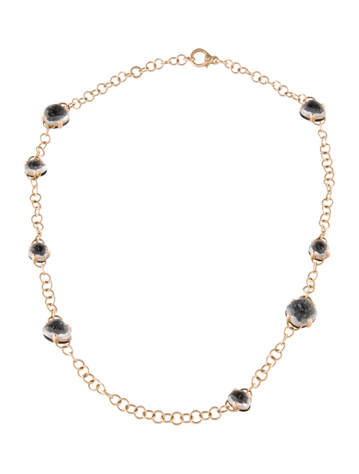 Pomellato 18K Onyx & Quartz Station Necklace
