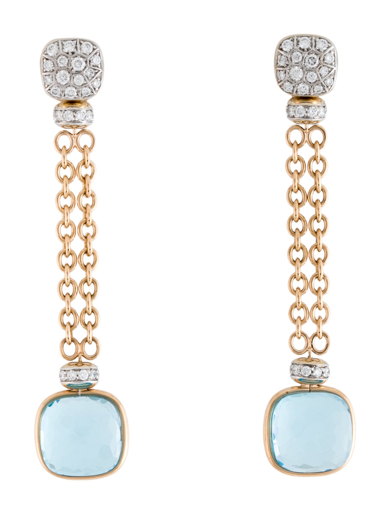 Pomellato 18K Topaz & Diamond Nudo Drop Earrings