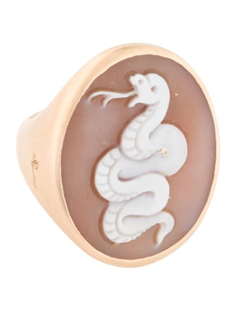 Pomellato 18K Shell Snake Cameo Cocktail Ring