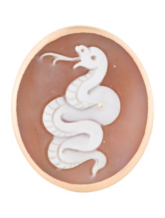Pomellato 18K Shell Snake Cameo Cocktail Ring