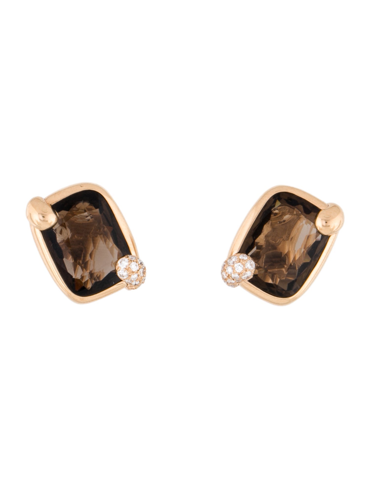 Pomellato 8K 9.64ctw Smoky Quartz & Diamond Ritratto Clip-On Earrings