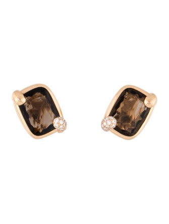 Pomellato 8K 9.64ctw Smoky Quartz & Diamond Ritratto Clip-On Earrings