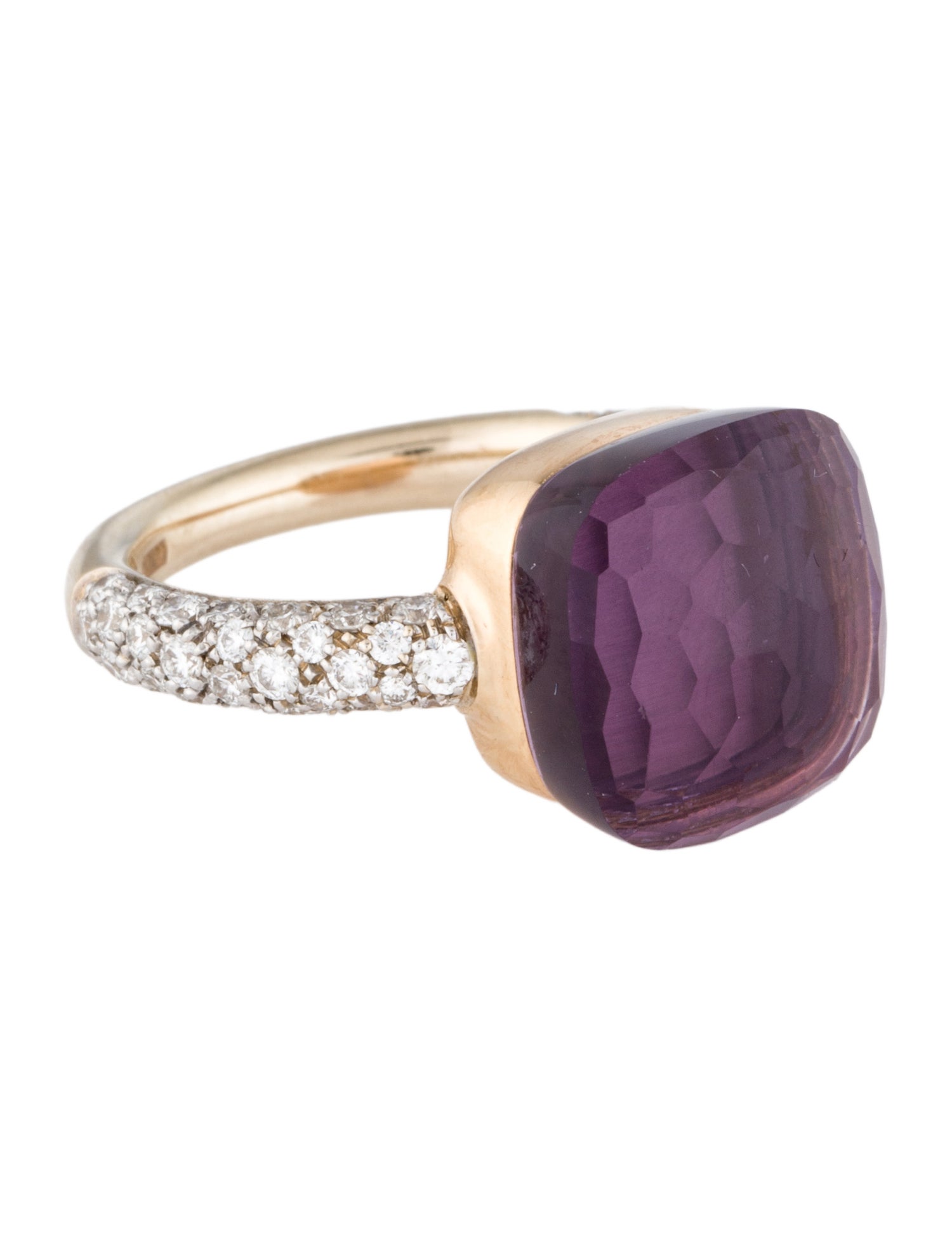 Pomellato 18K Amethyst & Diamond Nudo Cocktail Ring