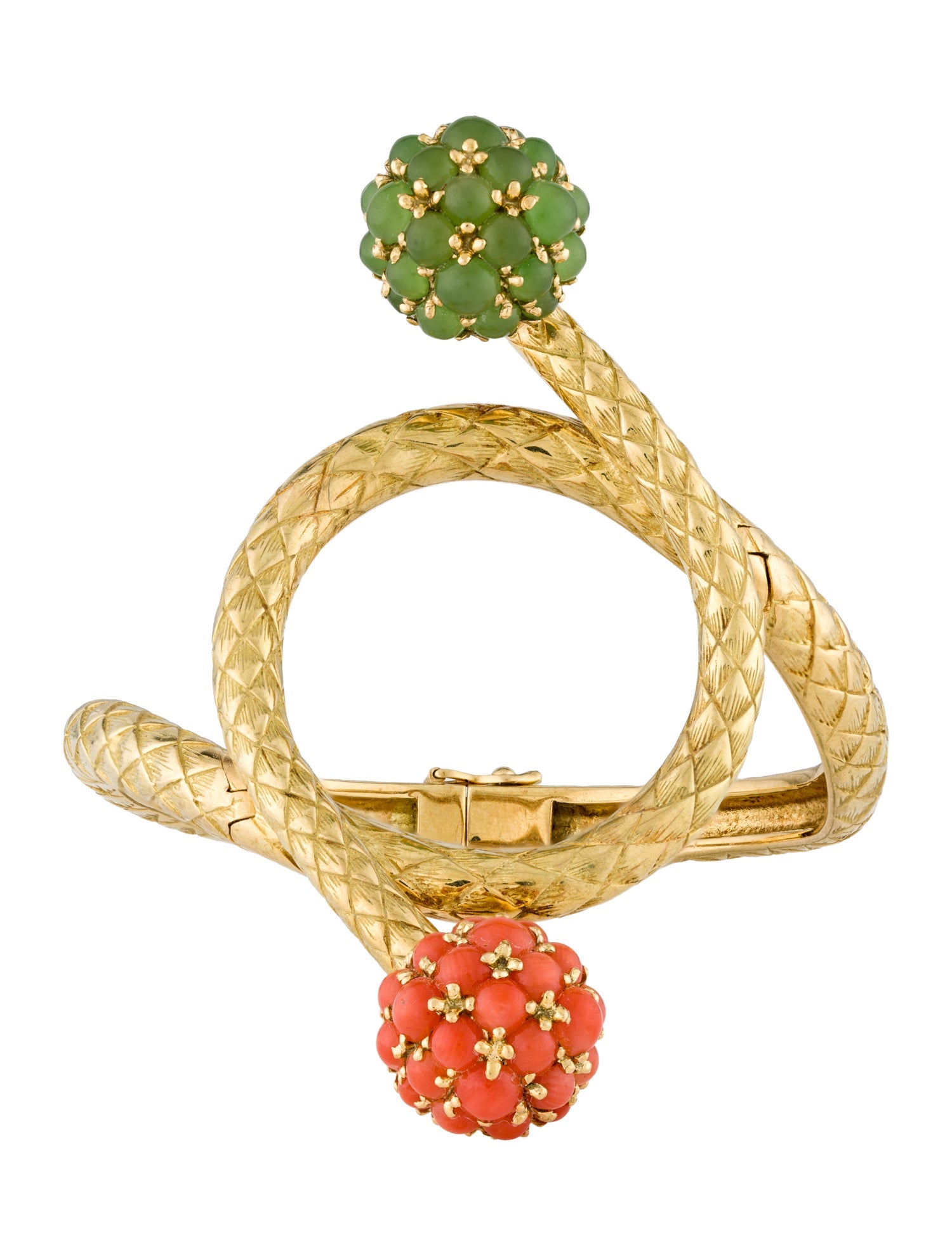 Pomellato 18K Coral & Nephrite Station Bracelet