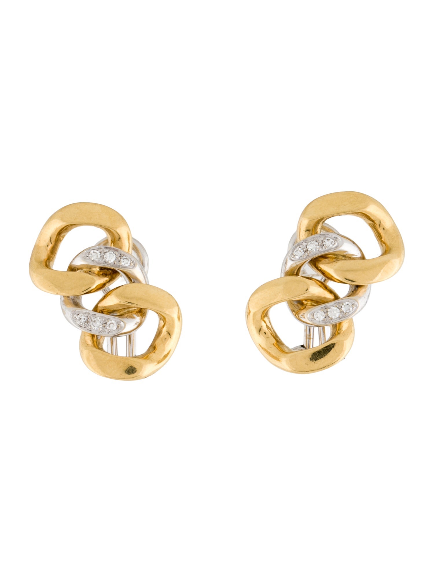 Pomellato Vintage 18K Diamond Curb Chain Earclips