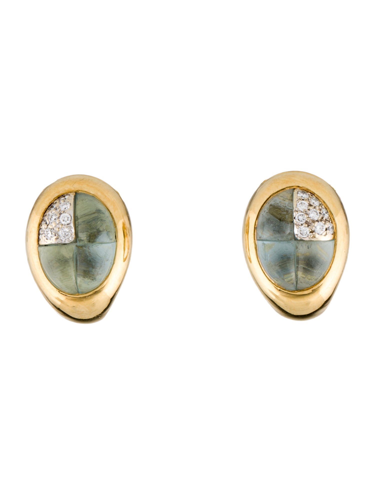 Pomellato 14K Aquamarine & Diamond Ear Clip Earrings