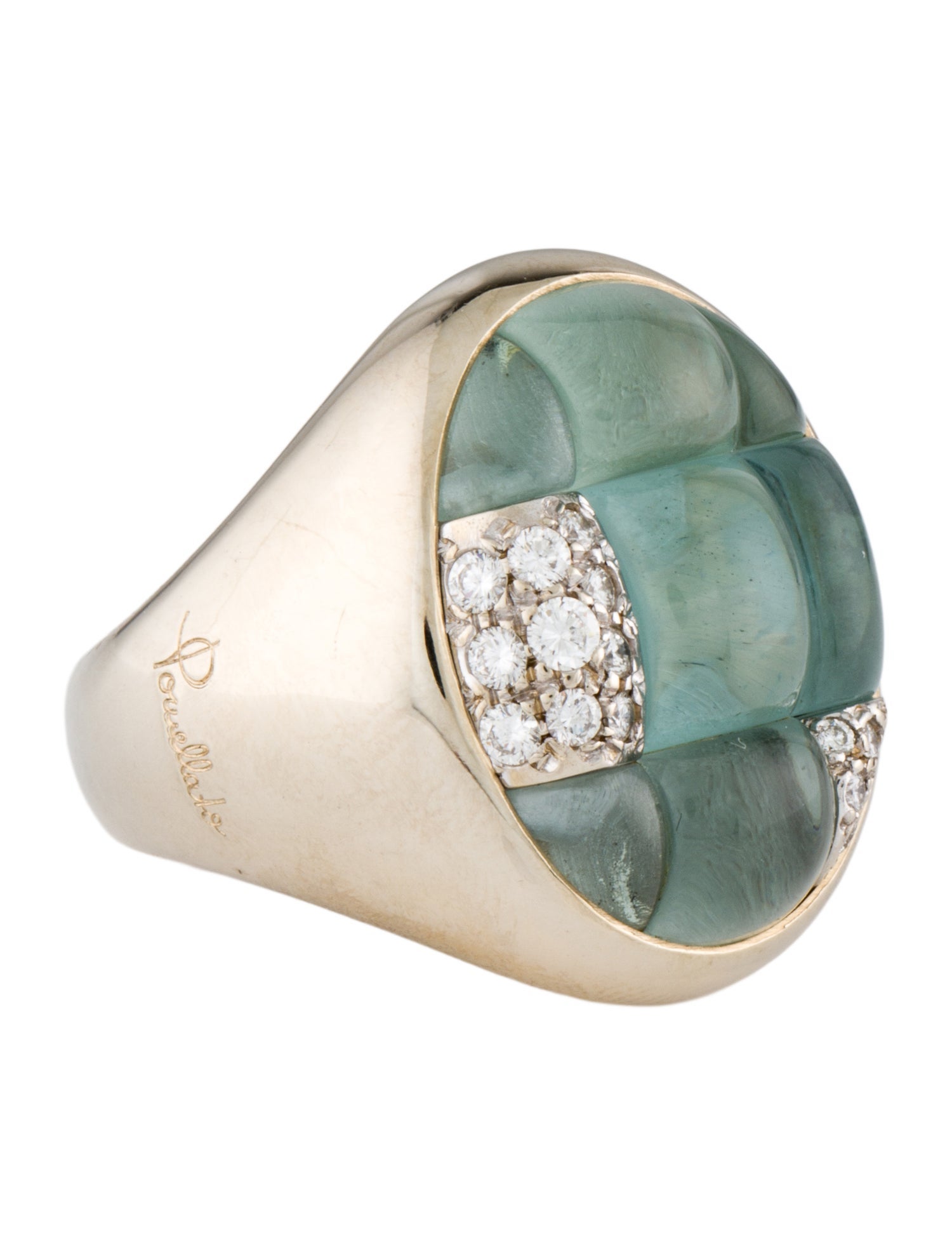 Pomellato 18K Aquamarine & Diamond Mosaique Ring