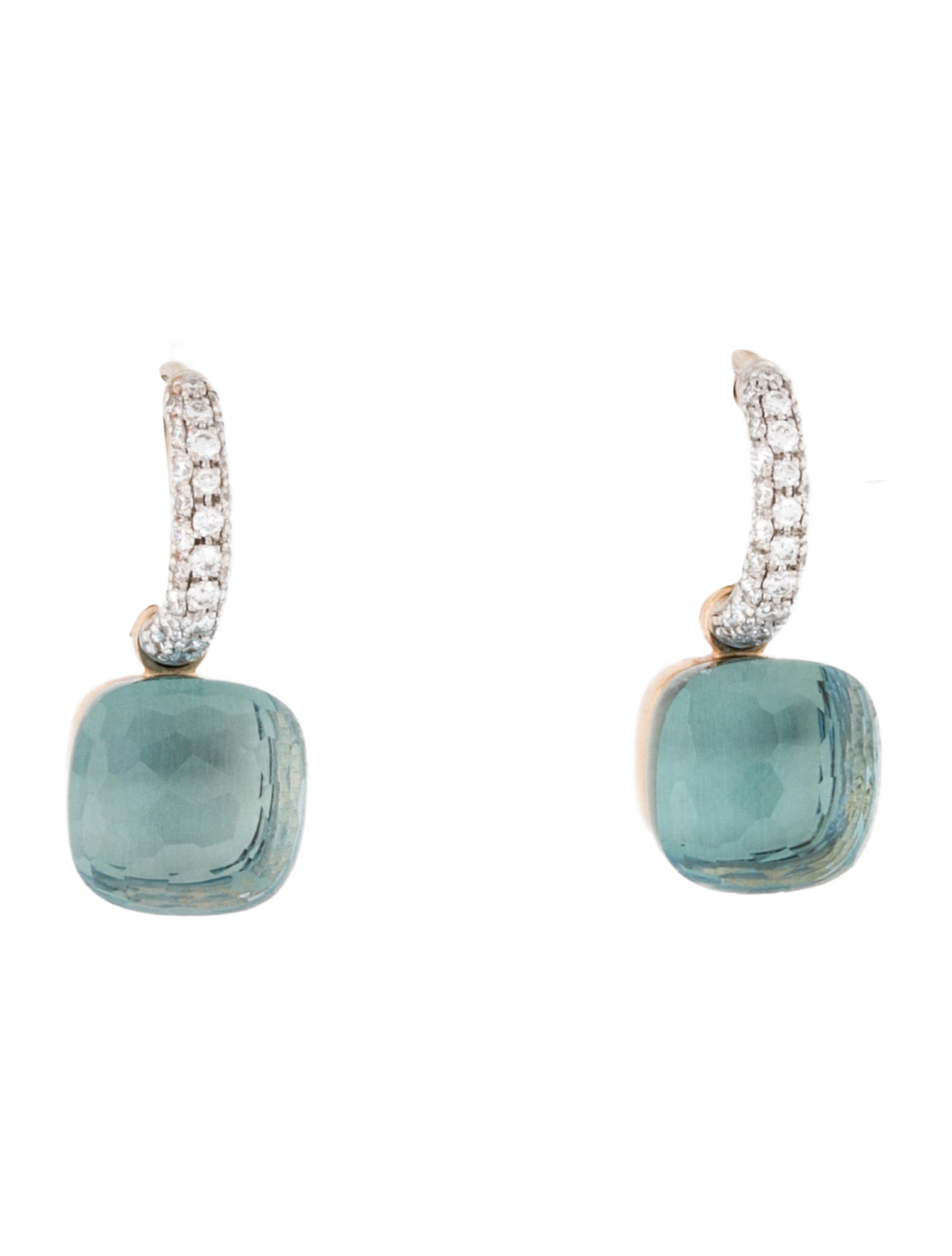 Pomellato 18K Nudo Blue Topaz & Diamond Leverback Earrings